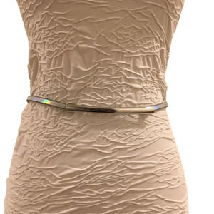 Lodis Silver leather skinny belt